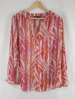 Zac & Rachel Women's Pink Colorful Abstract Print Blouse